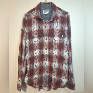 Vans medium button-up red white plaid longsleeve flannel cotton shirt
